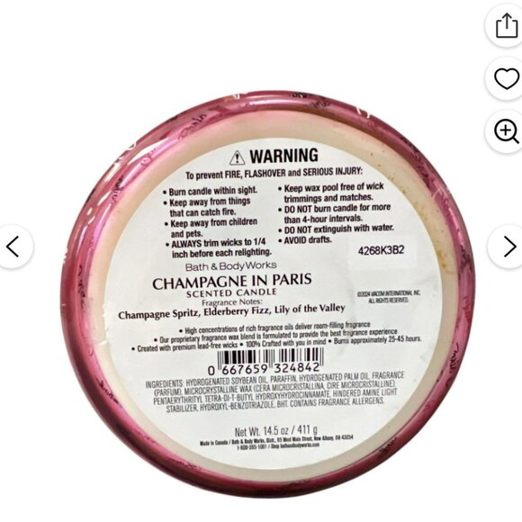 2️⃣for30 NWT Bath & Body Works Emily in Paris Champagne Soy Wax Candle 3 Wick - Picture 2 of 2